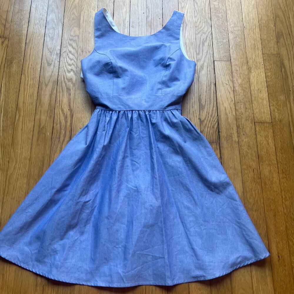 Lauren James Size S NEW Royal Blue White Emerson Oxford Sleeveless A-Line Dress - Picture 4 of 16